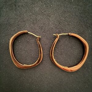 Chic Copper and Crystal Hoop Earrings